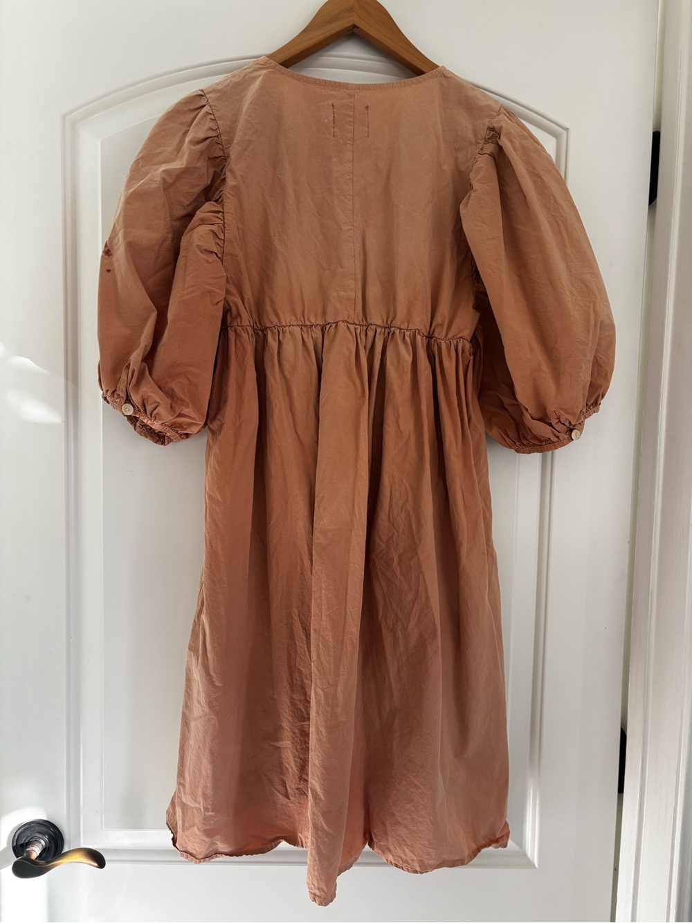 Rudy Jude Rust-Tan Puff Sleeve Smock Dress - Picture 4 of 8
